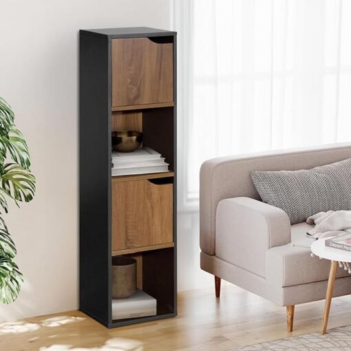Estante Minimalista de Exhibición con 4 Cubos y 2 Puertas